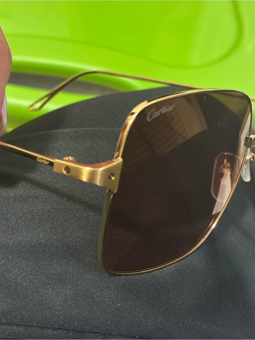 AUTHENTIC Cartier  unisex  Gold Frame Brown Lens Pilot Sunglasses love - Picture 3 of 17